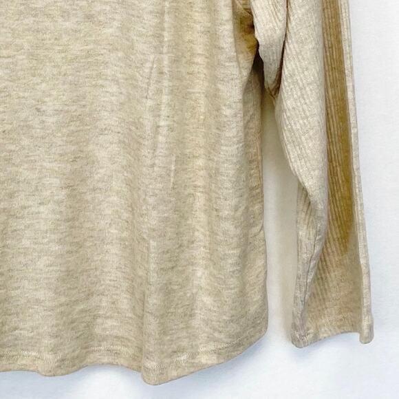 Lush Knit Top Sweater Womens Medium Turtleneck Oatmeal Minimalist Lagenlook Fall - Picture 4 of 6